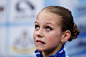 Alexandra Trusova of Russia looks on at the kiss and cry in the Junior Ladies Free Skating during day two of the ISU Junior Grand Prix of Figure...