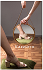 RAZZURRO2017年秋冬新款浅驼色双粗带粗跟拖鞋精美真皮大底女鞋-淘宝网