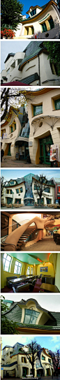 堆糖网：【醉酒的房子】波兰索波特市街上有个著名的扭曲屋，是家生意兴隆的购物中心的附属建筑，也是世界十一大超级古怪建筑之一。楼身呈扭曲的褶皱形，像一栋喝醉酒后醉态可掬的卡通房子，成为索波特最上镜的建筑。→http://t.cn/zOQtqFB