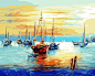 40*50CM Oil Painting Sailboats.