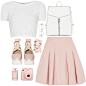 #pink #peach #skirt #pastel #white