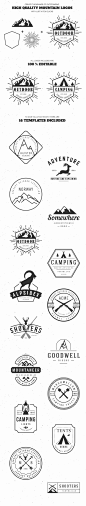 Mountain Outdoor Vintage Logo Kit : Hi :)I am happy to present you the first Mountain Related Vintage Logo Creator Kit!Normally a logo costs anywhere between 100 to 500 dollars , but now with this kit you have thousands logo possibilities for only $29! Gr