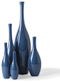Bliss Modern Tulip Navy Sea Blue Ceramic Vases - Set of 5 eclectic-vases