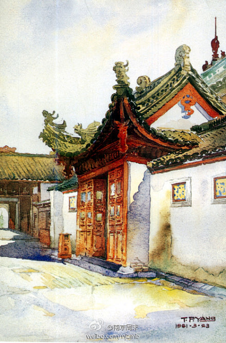 南京周末：建筑大师杨廷宝的绘画作品，鸡鸣...
