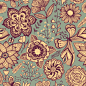 Summer patterns : Seamless texture with flowers and butterflies. Endless floral pattern.