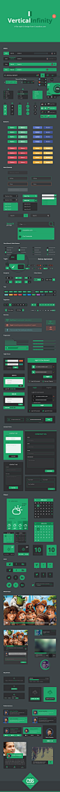 This huge Free UI kit contains different styles of Menus, Dropdown lists, Buttons, Form Elements, Check boxes and radio buttons, Toggle, Navigation and Paginations, Tags, Alert Boxes, progress Bars, Login forms, Contact Forms , weather Widgets, Calendar W