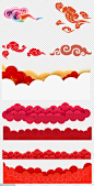 源文件-红色的祥云 花纹 底纹 边框 图案 中国风 PNG免扣设计素材