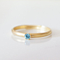 戒指施华洛世奇小颗蓝色水晶花爪14K镀金 原创手工 日本定制戒指