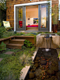 Contemporary patio in San Francisco with a water feature.