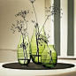 现代简约时尚绿色玻璃花瓶独特韵味水培花器玻璃饰品摆件