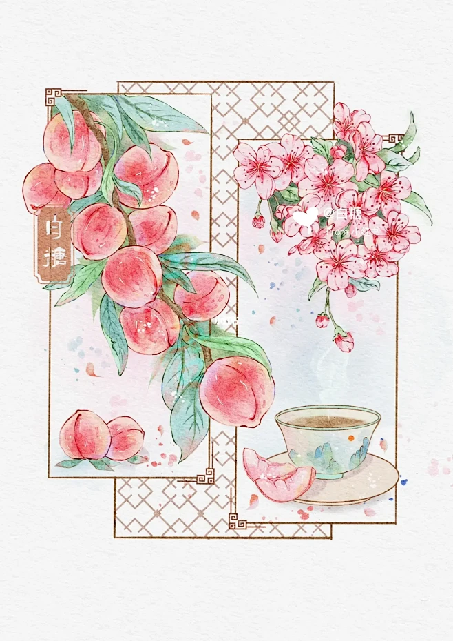古风花窗花卉系列-九宫格绘画合集