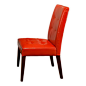 Great Deal Furniture - Highland Leather Dining Chairs, Set of 2 - These modern dining chairs really pack a punch.  They’re covered in vibrant orange, bonded leather and feature dark walnut hardwood legs. If you’re not afraid of color, these will certainly