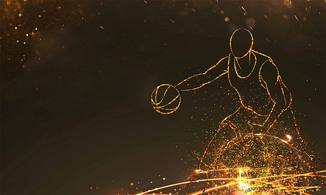 金色梦幻篮球大气插图背景图片素材