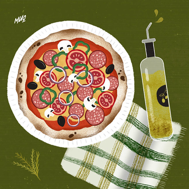 食物插画-披萨
