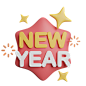 New Year Sticker 3D Icon