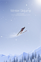 创意滑雪天刺激运动冰冷冬天冰雪海报广告