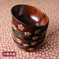 良器 日式和风樱花树叶木碗 礼品花纹木碗/创意餐具/日系木质碗