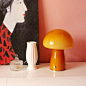 包豪斯中古台灯ins韩式灯具玻璃蘑菇橙色卧室北欧简约床头摆件灯-淘宝网