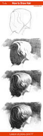 Learn how to draw realistic hair. Follow along with this drawing instruction on proko.com/17: 