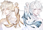 [ CLOSED ] Golden 'n Silver Blue Merman Adoptable by Beii-ac