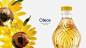 Oleos sunflower oil : Label for 'Oleos' sunflower oil When designing the label for the exported sunflower oil, we were facing a challenge to depict the naturalness of the product, and to imply the geography of production without using any trite symbols. F