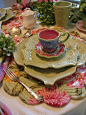 love the interesting colors and shapes in this table setting.