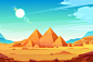 埃及法老金字塔沙漠场景风景插画矢量图素材