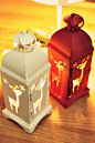 外单zakka复古欧式镂空圣诞鹿驯鹿铁皮烛台送蜡烛