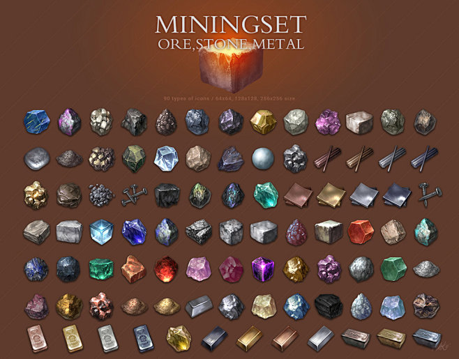 MiningSet_ore，石头，金​​...