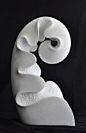Marble Carved Abstract Contemporary Modern sculpture carving sculpture by sculptor Nando Alvarez titled: 'Spring (Carved Unfurling Fern Frond Leaf sculptures)'