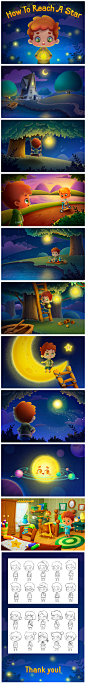 How To Reach A Star : My illustrations for the fairy tale "How To Reach A Star" for Diveo Media