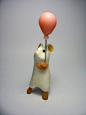 Little White Mouse with Pink Balloon Sculpture Ornament