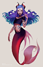 Milo // Feline Mermaid, Mioree . : We finished these two sides of Milo on stream. She is a #FelineMermaid, this is also my race, im thinking of calling this species Mioreen. But.... 
This is part of a collab with UnicornDev on Twitch, she will do a 3d mod