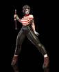 Bloodsport Beatdown - Diabolo, Dr Zenith : My latest Beatdown girl, Diabolo! She's an angry nunchuk wielding mime artist and she's the first of the "bad guys". She was sculpted in Zbrush, her clothes were made in Marvelous Designer and she was r