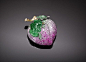 This exceptional brooch incorporates precious Imperial jadeite, sapphires and tsavorite garnets