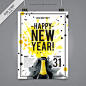 Watercolor new year's party poster  Free Vector