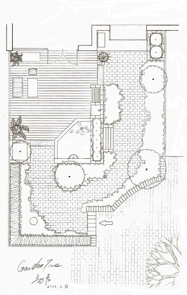 【庭院设计】手绘庭院设计图