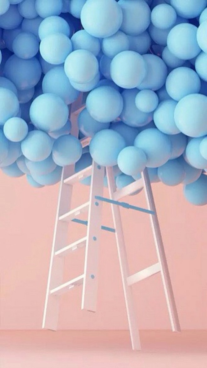 蓝色气球粉色背景，配色，色彩搭配