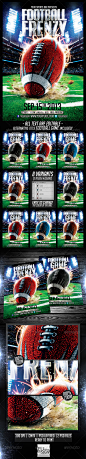FootBall Frenzy Flyer Template橄榄球比赛PSD海报广告设计素材-淘宝网