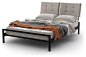 Amisco Delaney Queen Metal Bed 60" (With Fabric), Dark Brown, Grey Polyurethane - modern - Panel Beds - Amisco Industries Ltd