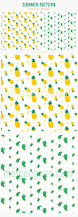 2枚清凉夏日【菠萝&仙人掌】无缝拼接AI矢量图案素材 cm18007585 & cm18007586 :  