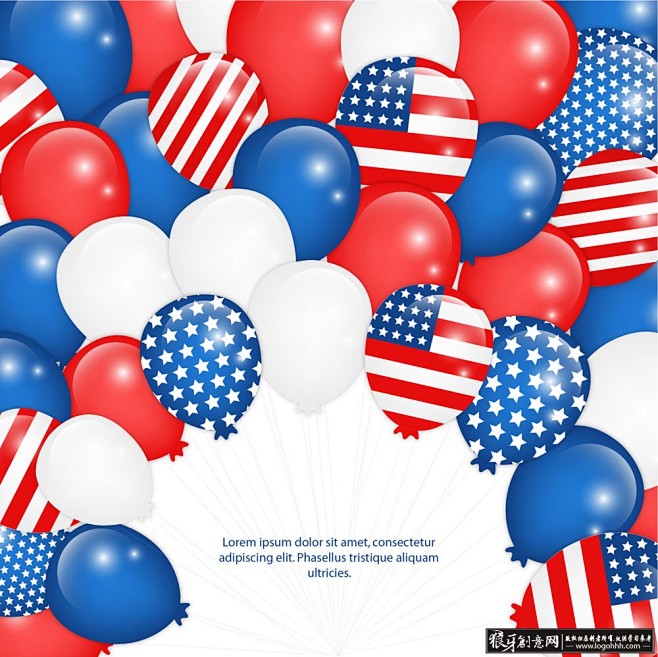 时尚背景矢量图AI 美国旗背景 气球创意...