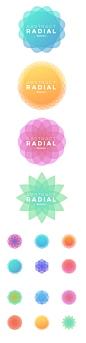 彩色几何径向矢量素材 Colorful Geometric Radial Vectors – 设计小咖