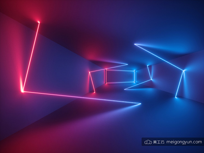 3D霓虹灯虚拟现实抽象迷幻的闪烁的背景超...
