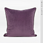 澜品家居简约现代/家居沙发靠包靠垫抱枕/紫灰色绒布滚边方枕