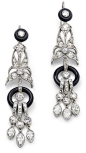A pair of of diamond and onyx earrings