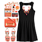 #coral #peach #blackdress #wedges #spring #flowers #date