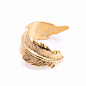 Feather Open Ring Gold | LEIVANKASH | Wolf & Badger