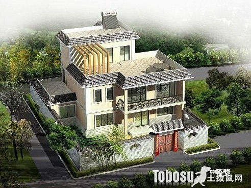 漂亮的中式农村三层房屋设计图—土拨鼠装饰...