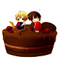 卖萌两人组~ 黑塔利亚 =v= 巧克力蛋糕我喜欢~ 草莓大爱~ ps：点开大图 真的很大……